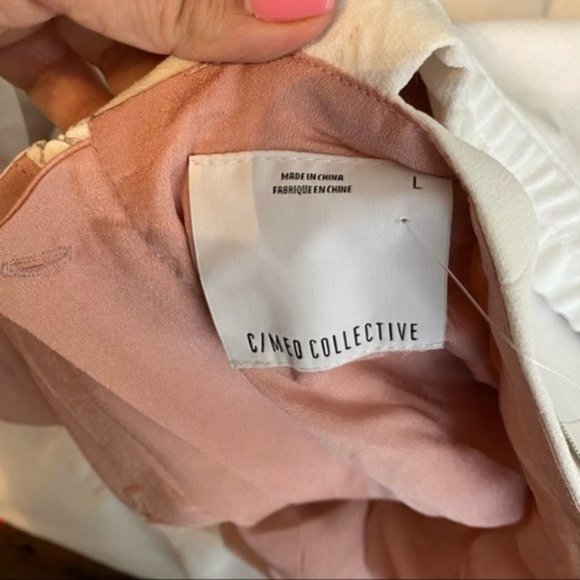 NWT C/MEO Collective Elation Ruffle-Bodice Gown in Ivory with Blush Size Large - Picture 4 of 10